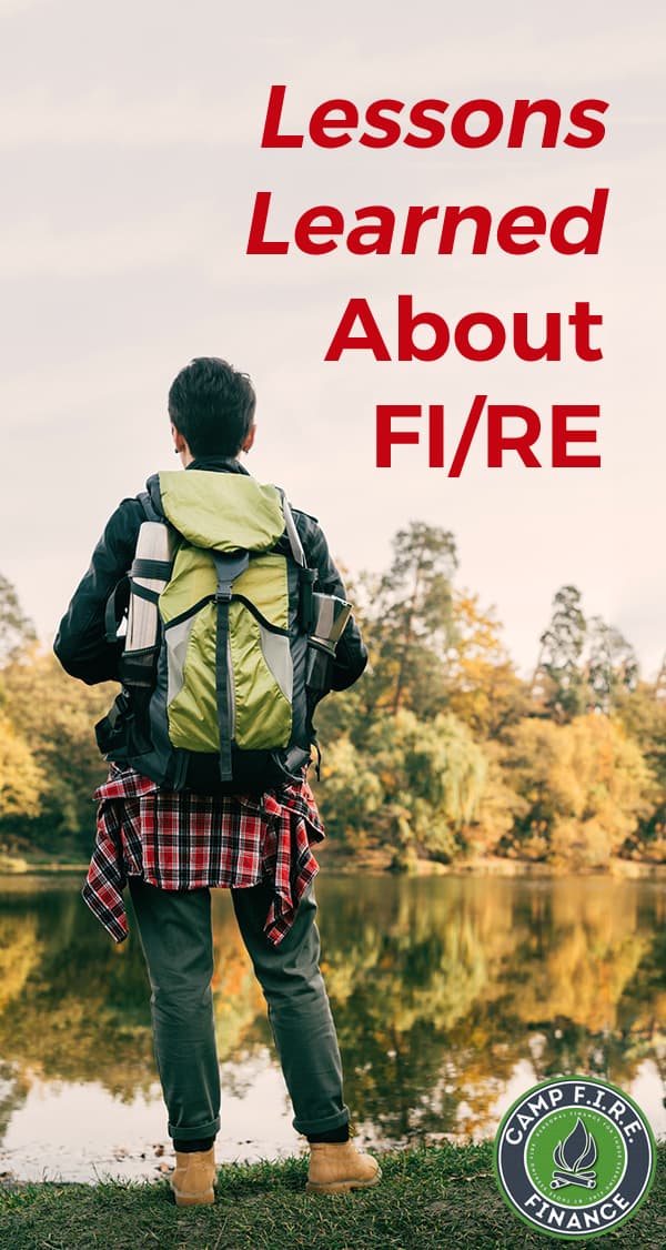 Lessons Learned About FI/RE - back of backpacker viewing lake