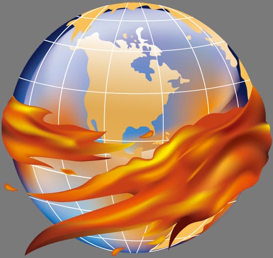 Globe hugged by FIRE movement flames